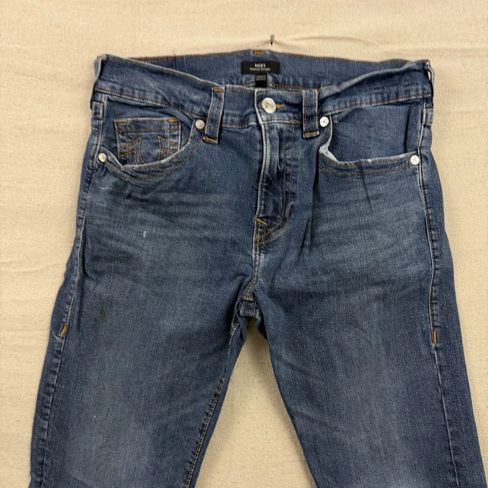 True Religion Ricky Relaxed Straight Jeans Mens 35x31 Blue Medium Wash Horseshoe